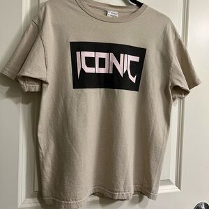 Light Brown “Iconic” Graphic T-Shirt. Youth XL/Womens S